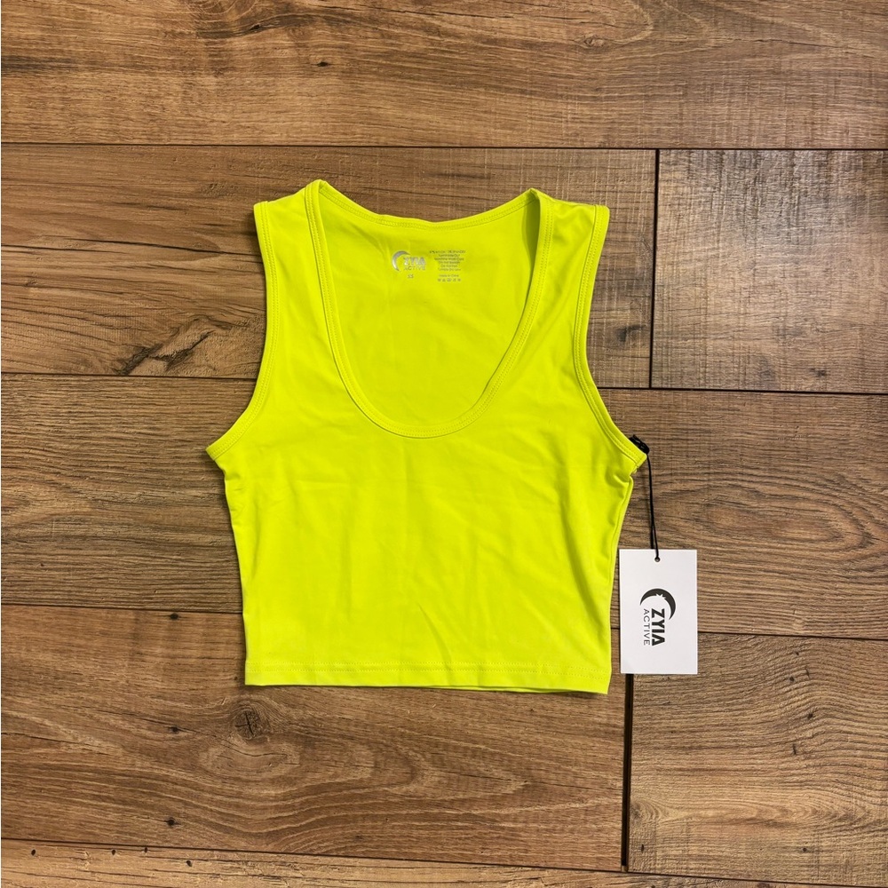 ZYIA Neon Yellow Cropped Tank Top